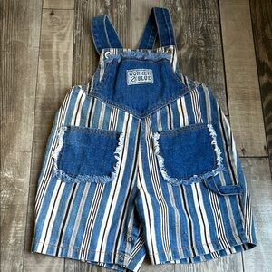 Vintage 80’s 90’s Striped Denim Kids Overalls
